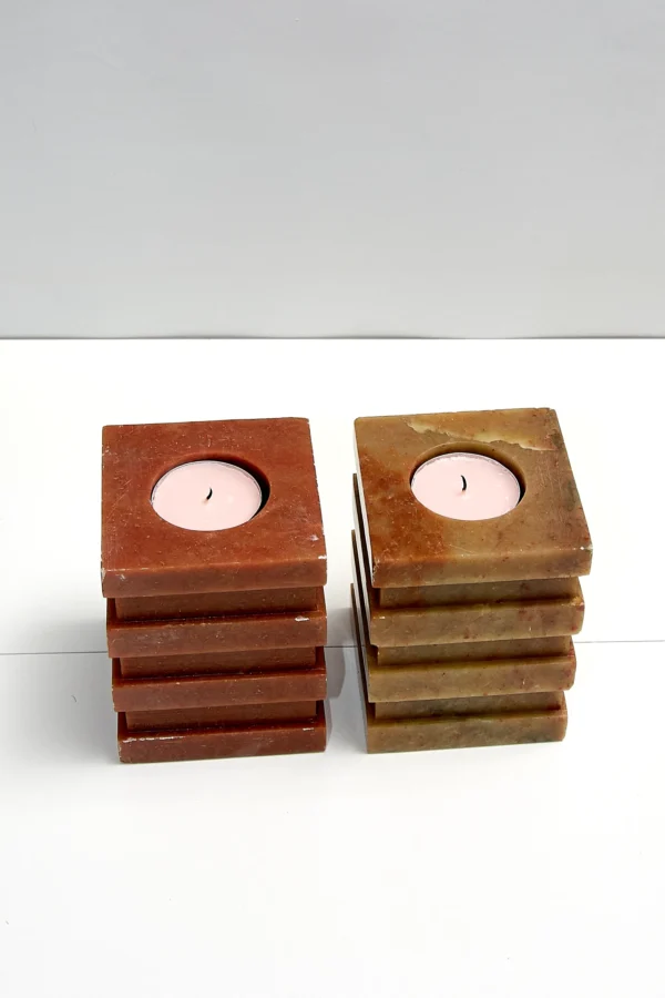 Stone Candle Holders Pair - Image 2