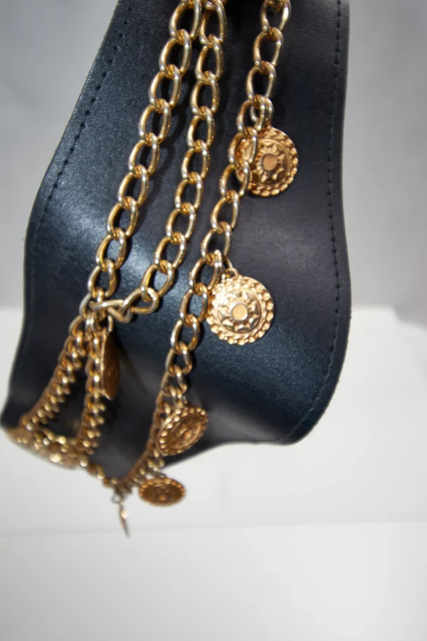Vintage Belt with Gold Tone Medallion Chains - Image 4