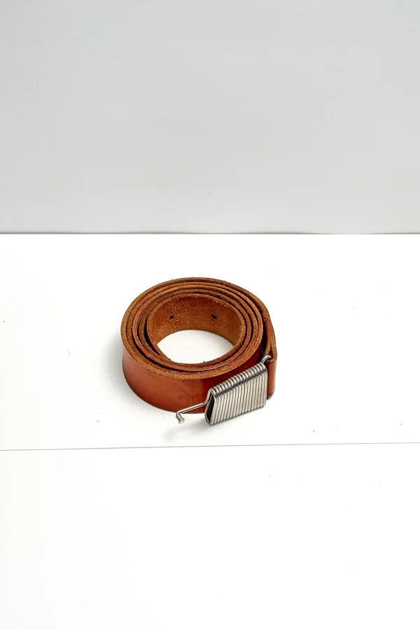 Vintage Leather Belt With Coil Buckle - Image 2