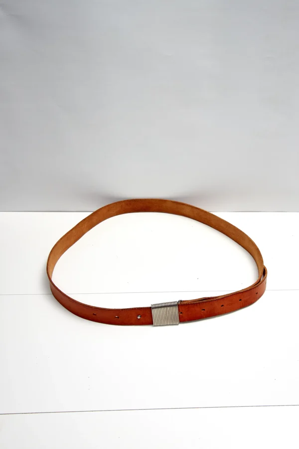 Vintage Leather Belt With Coil Buckle - Image 3