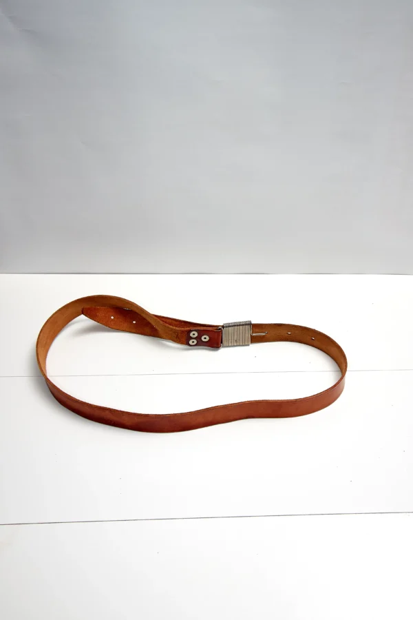 Vintage Leather Belt With Coil Buckle - Image 4