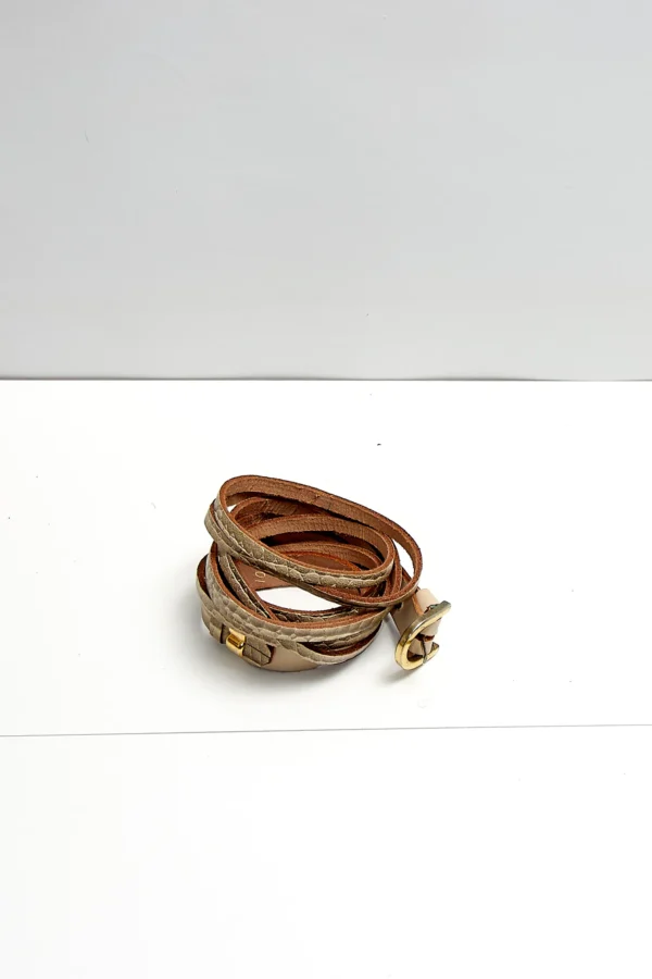 Vintage Leather Belt Beige - Image 2