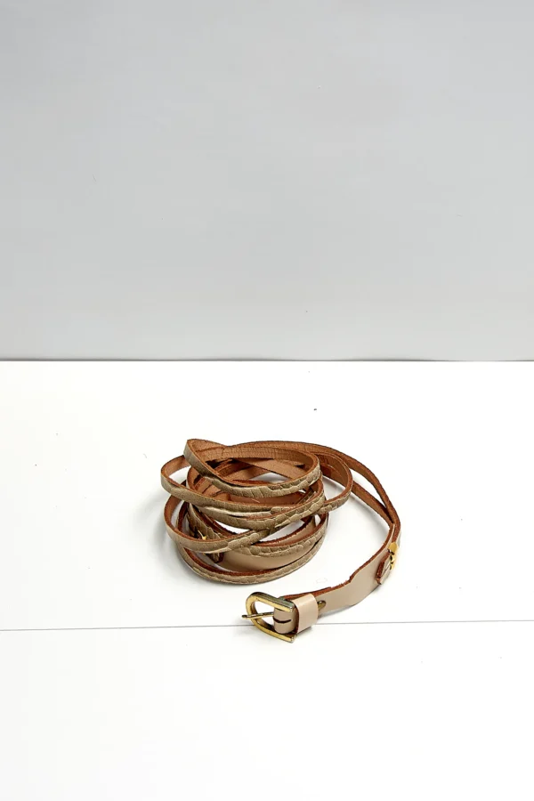 Vintage Leather Belt Beige - Image 3