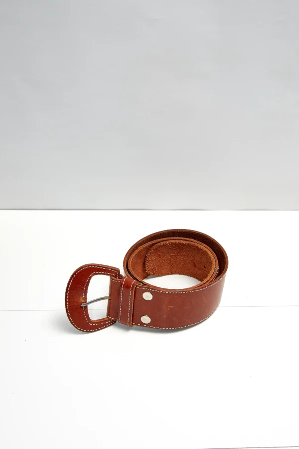 Vintage Leather Belt Brown - Image 2