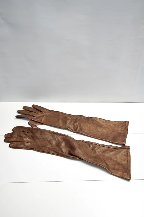 Snob Pre-worn  Brown Long Leather Gloves - Image 2