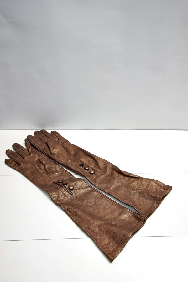 Snob Pre-worn  Brown Long Leather Gloves - Image 3
