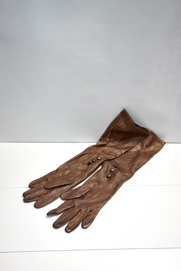 Snob Pre-worn  Brown Long Leather Gloves - Image 4