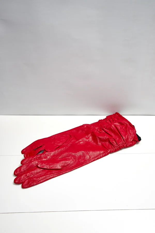 Red Long Leather Gloves - Image 3