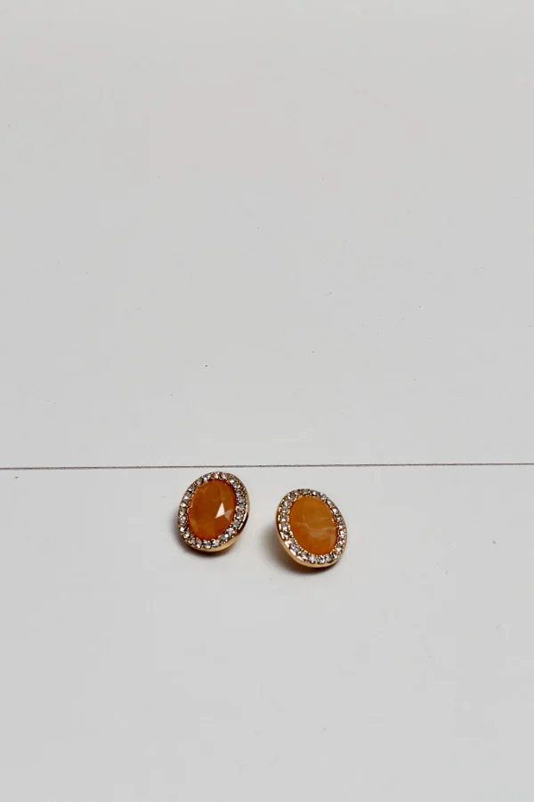 Gold-Tone Clip-On Earrings with Rhinestones - Image 2