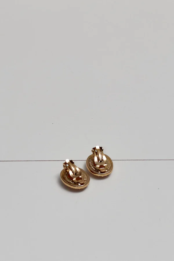 Gold-Tone Clip-On Earrings with Rhinestones - Image 3