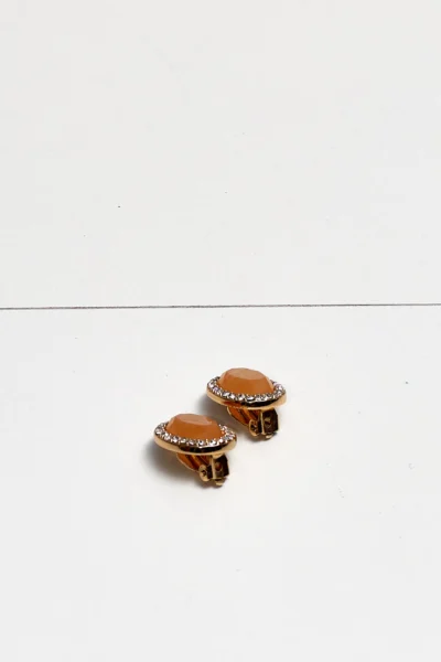 Gold-Tone Clip-On Earrings with Rhinestones