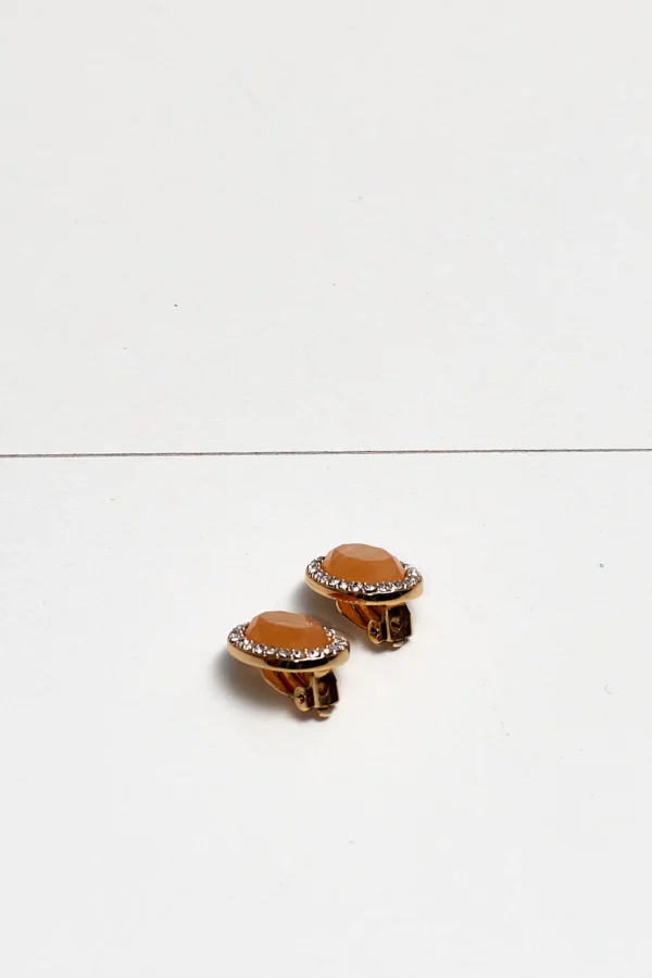 Gold-Tone Clip-On Earrings with Rhinestones