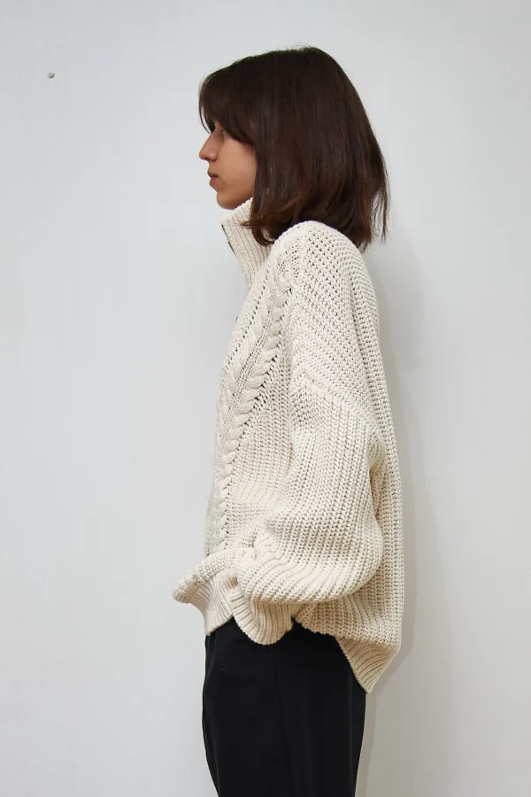 Cotton Sweater with Metallic Zipper - Image 3