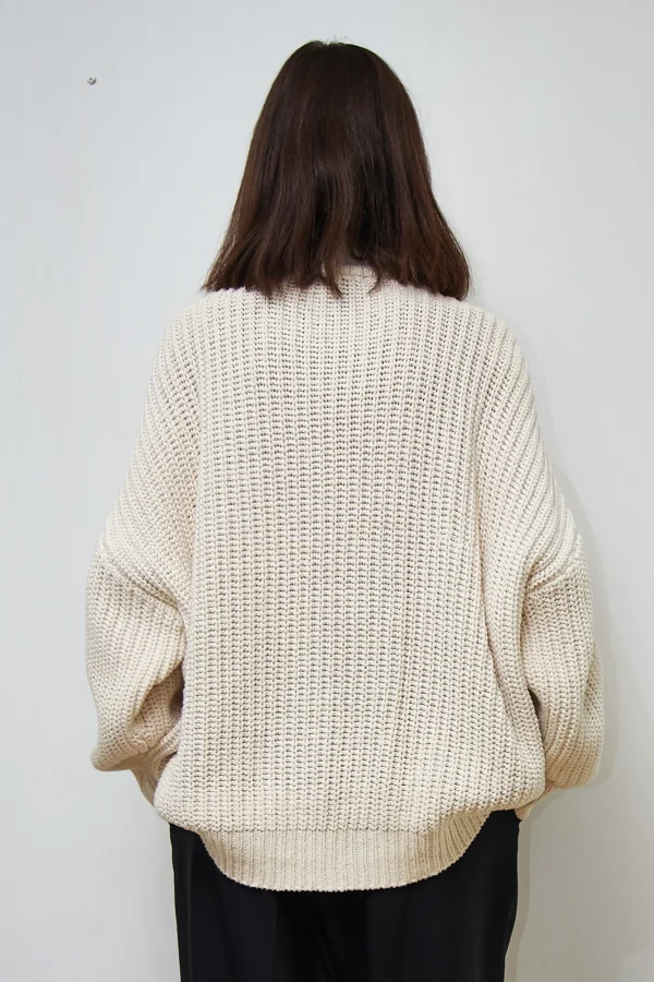 Cotton Sweater with Metallic Zipper - Image 4