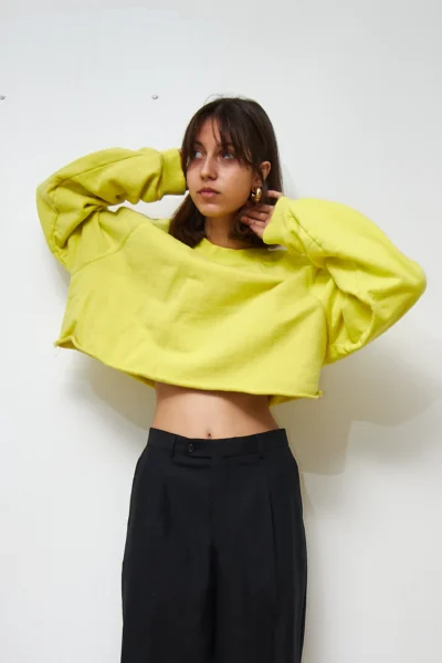 Cropped Cotton Top in Lime