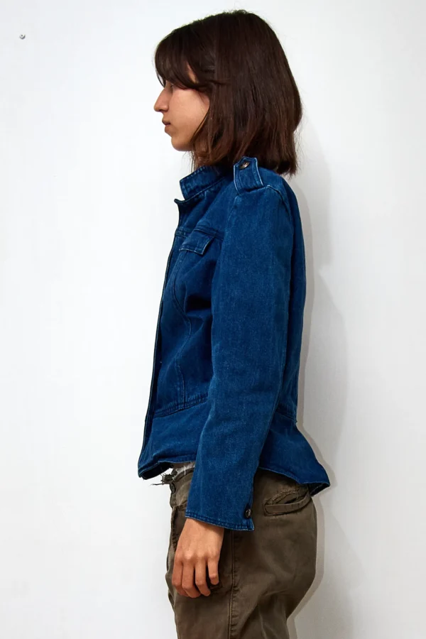 Vintage Denim Jacket with Peplum - Image 2