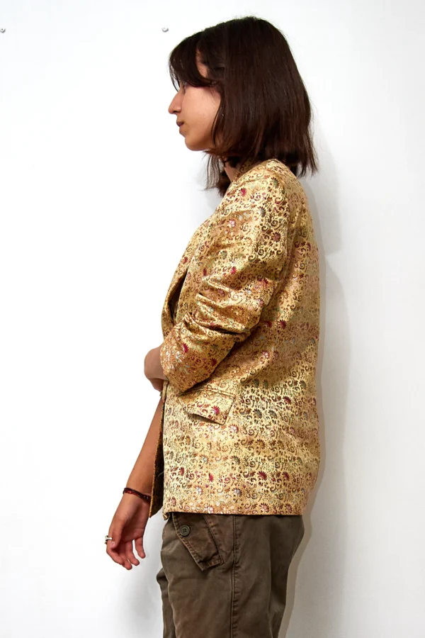 Silk Blend Vintage Gold Blazer - Image 2