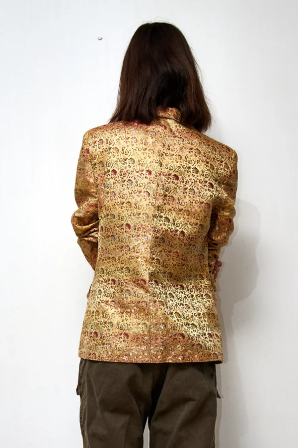 Silk Blend Vintage Gold Blazer - Image 3
