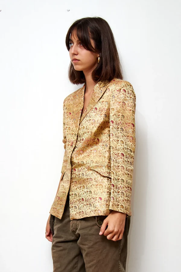 Silk Blend Vintage Gold Blazer - Image 4