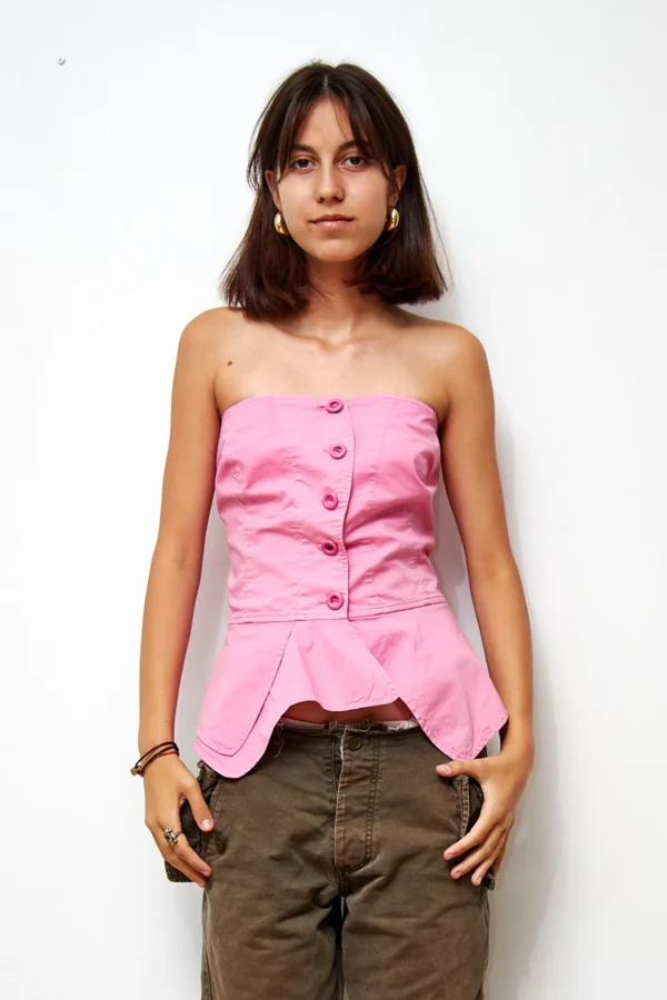 Cotton Corset with Peplum