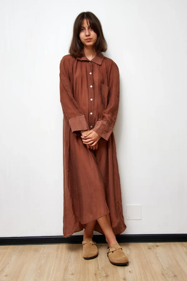 Chocolate Linen Shirt Dress - Image 2