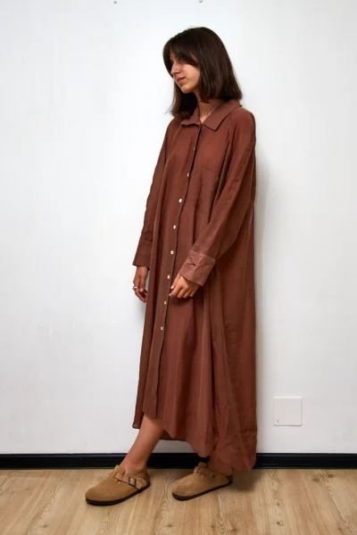 Chocolate Linen Shirt Dress