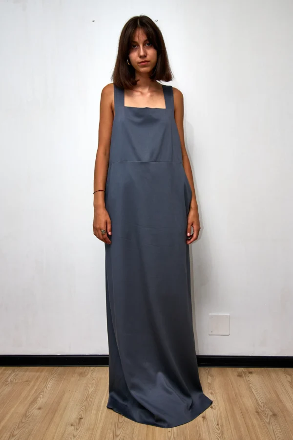 Grey Long Cotton Dress - Image 6