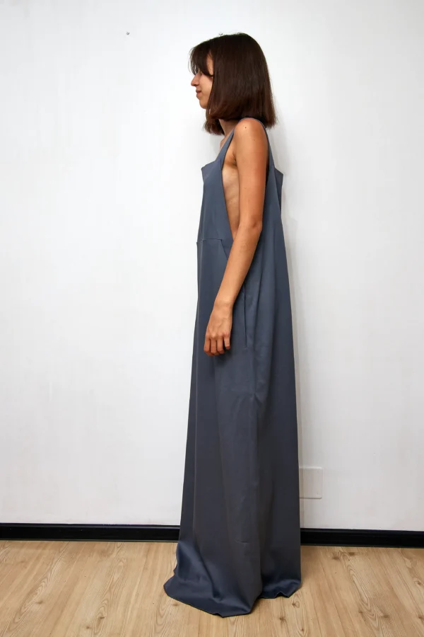Grey Long Cotton Dress - Image 5