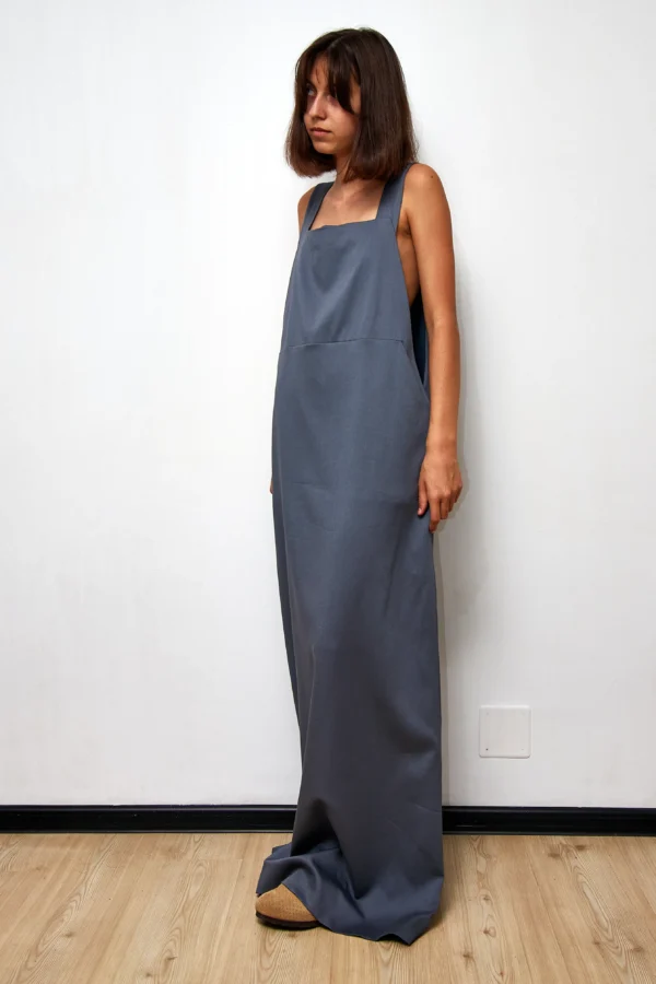 Grey Long Cotton Dress - Image 4