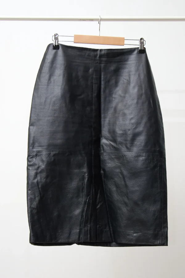 Vintage Leather Skirt Black - Image 2