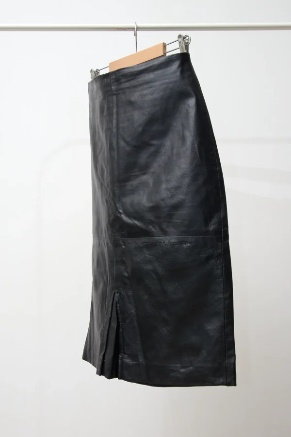 Vintage Leather Skirt Black - Image 4