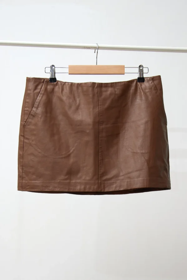 Leather Mini Skirt Coffee - Image 5