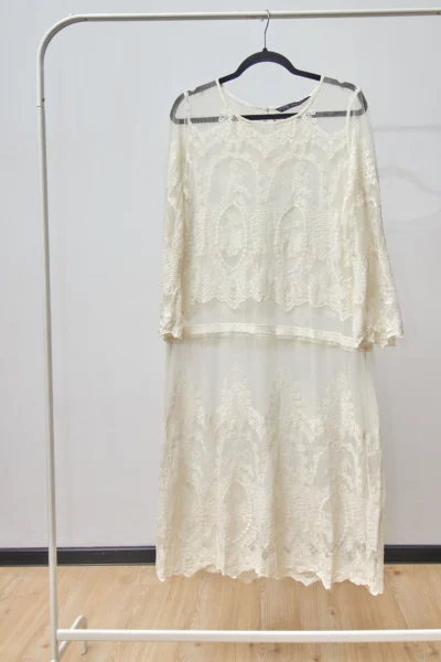 Zara Lace Sheer Dress White