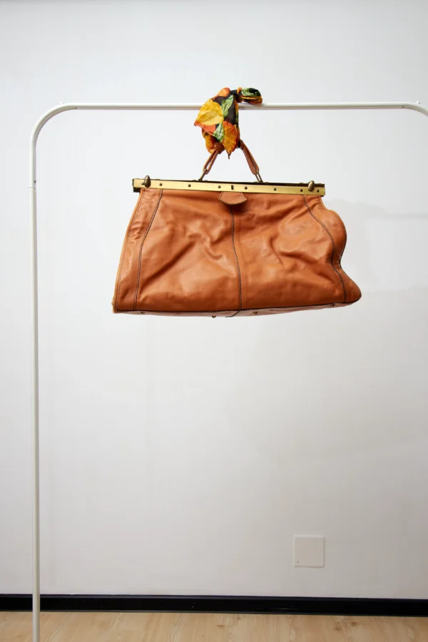 Vintage Leather Doctor's Bag with Brass Frame - Image 2