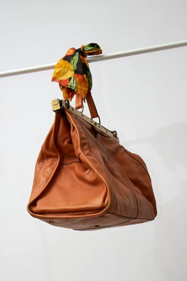 Vintage Leather Doctor's Bag with Brass Frame - Image 4