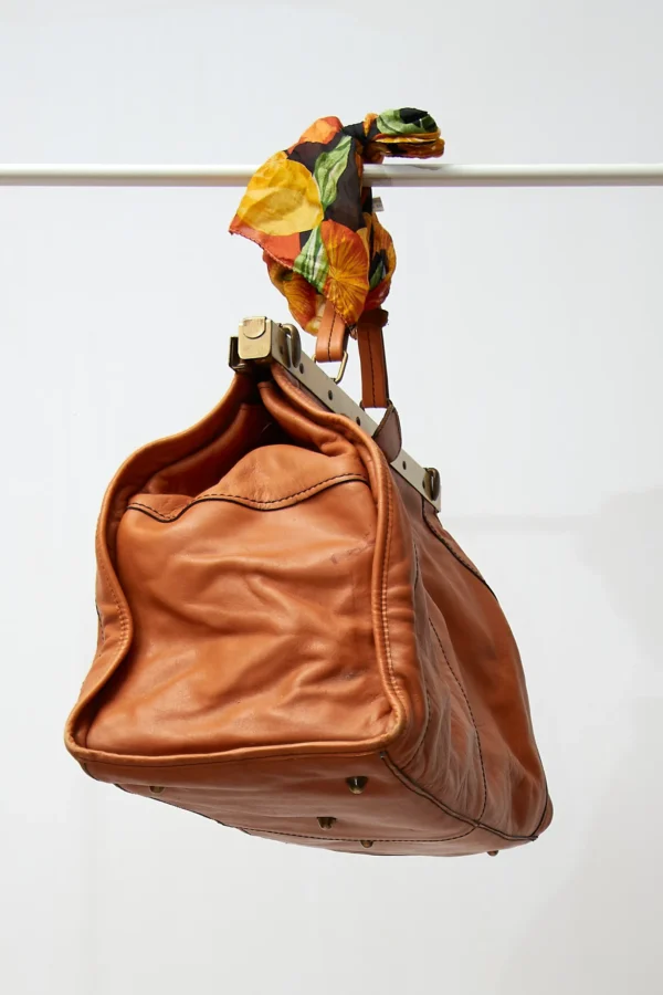 Vintage Leather Doctor's Bag with Brass Frame - Image 5